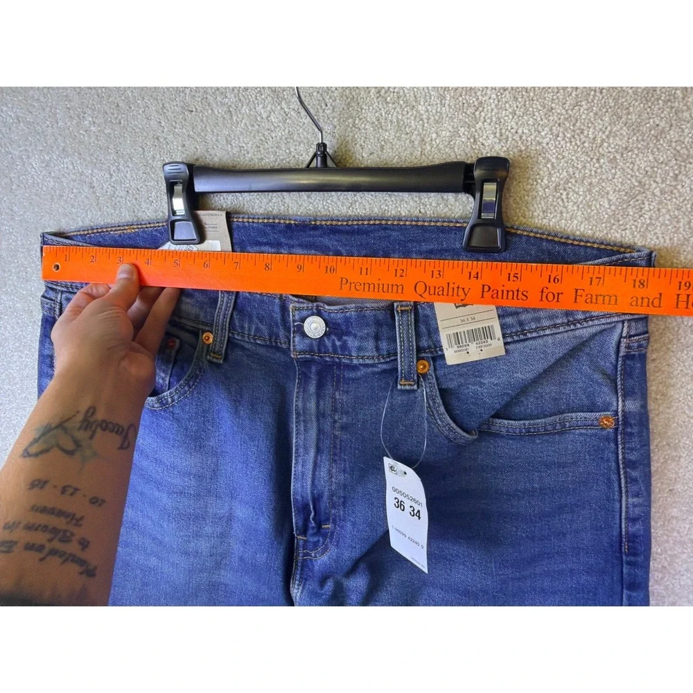 Levi's 505 Regular Fit Jeans Mens 36x34 Blue Stretch Straight Leg Workwear NEW